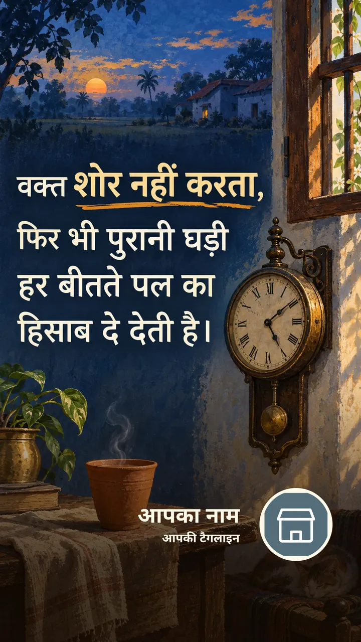 वक्त शोर नहीं करता, - Suvichar Image, गाँव