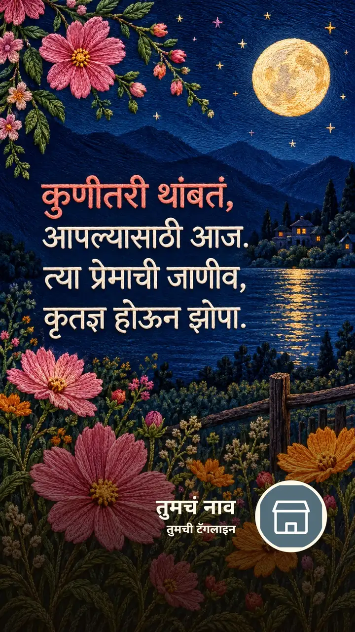 कुणीतरी थांबतं, - Shubh Ratri Image, फुलं