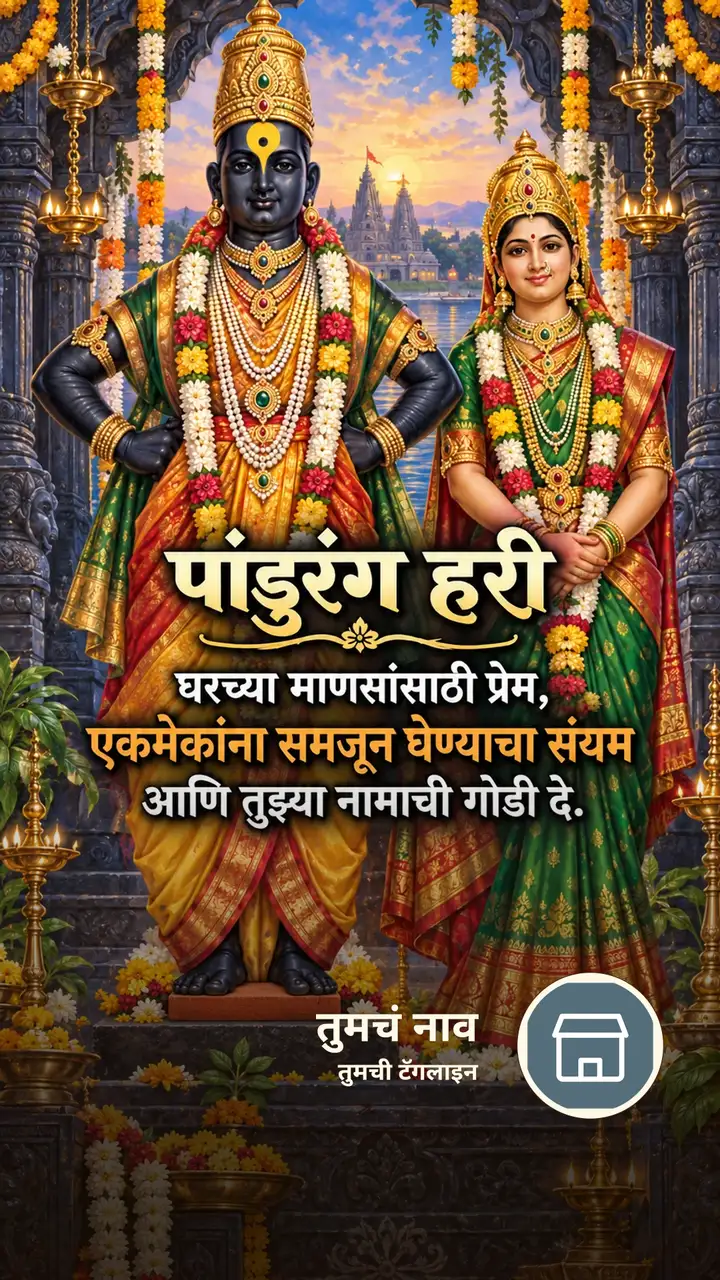 पांडुरंग हरी - घरच्या माणसांसाठी प्रेम, - Bhakti Image, फुलं, नदी, दिवा, विठ्ठल