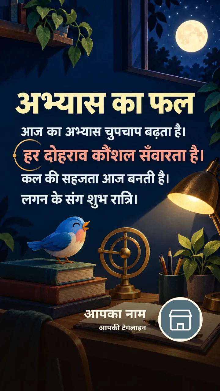 अभ्यास का फल - Shubh Ratri Image, चाँद, तारे, पक्षी