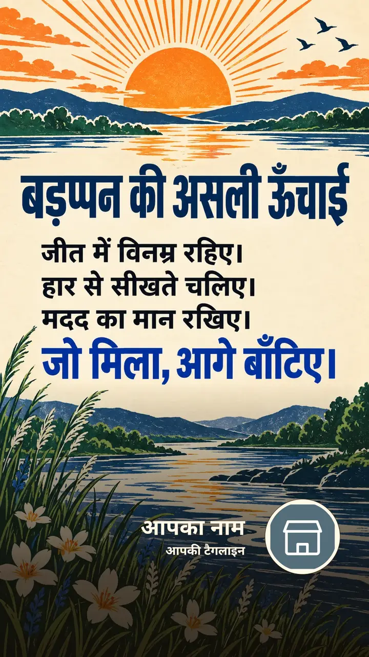 बड़प्पन की असली ऊँचाई - Suvichar Image, फूल, नदी