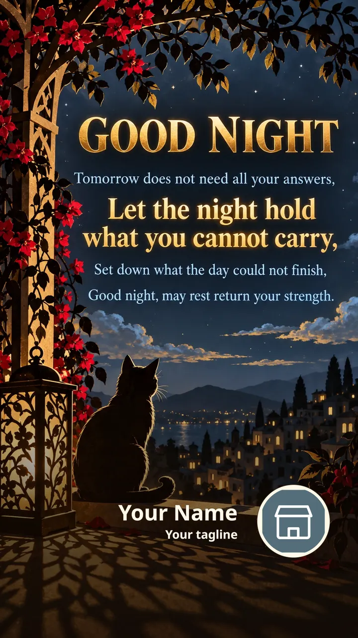 GOOD NIGHT - Tomorrow does not need all your answers, - Good Night Image, Moon, Stars, Candle