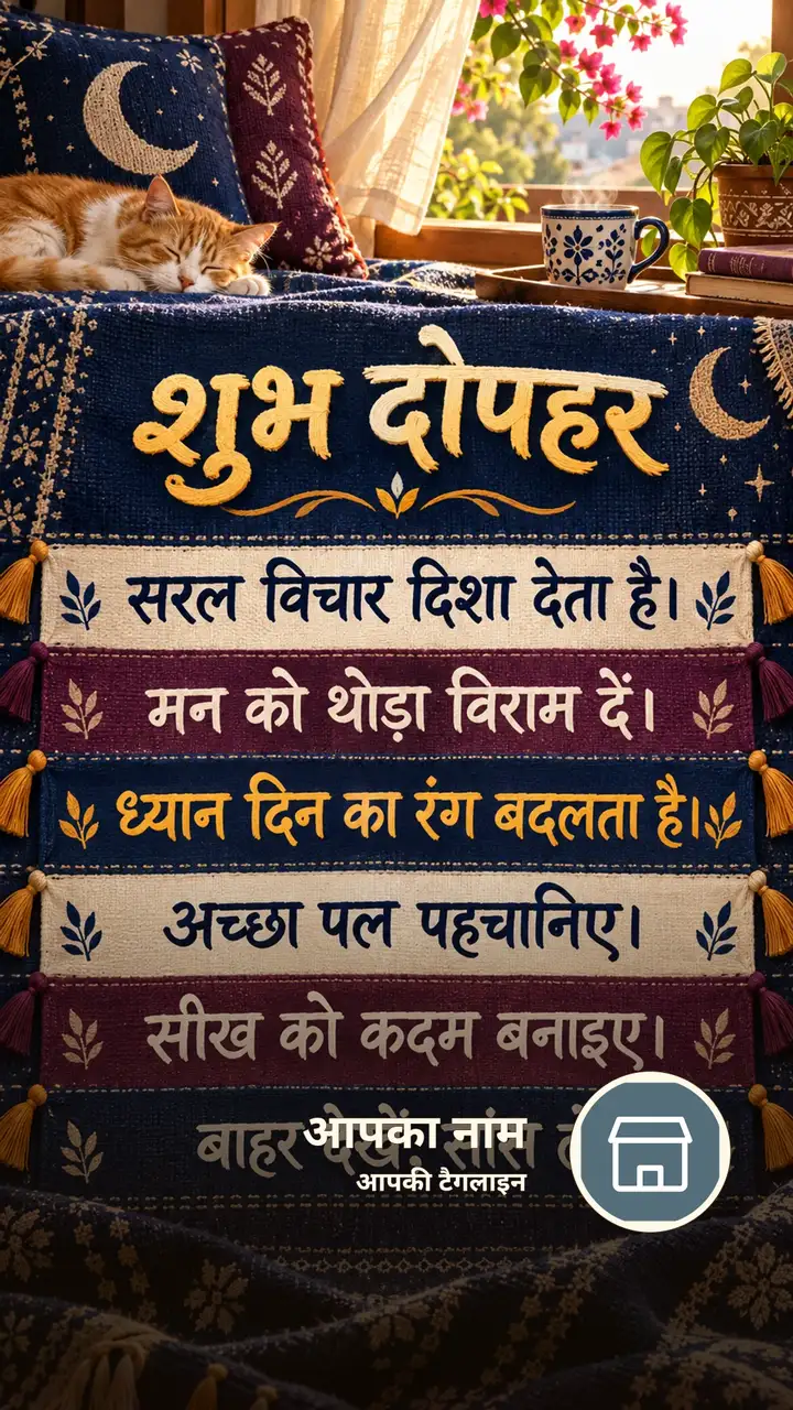 शुभ दोपहर - सरल विचार दिशा देता है। - मन को थोड़ा विराम - Dopahar Image