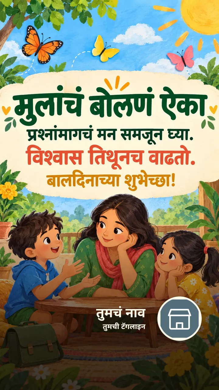 मुलांचं बोलणं ऐका - Festival Image, फुलपाखरू, कुटुंब, मुलं