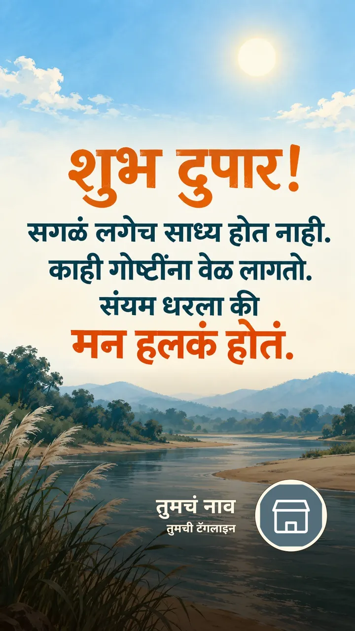 शुभ दुपार! - सगळं लगेच साध्य होत नाही. - Shubh Dupar Image, निसर्ग, नदी