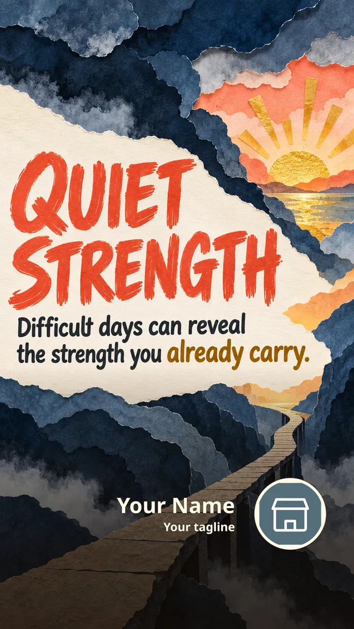 QUIET STRENGTH - Quote Image, Nature, Sky