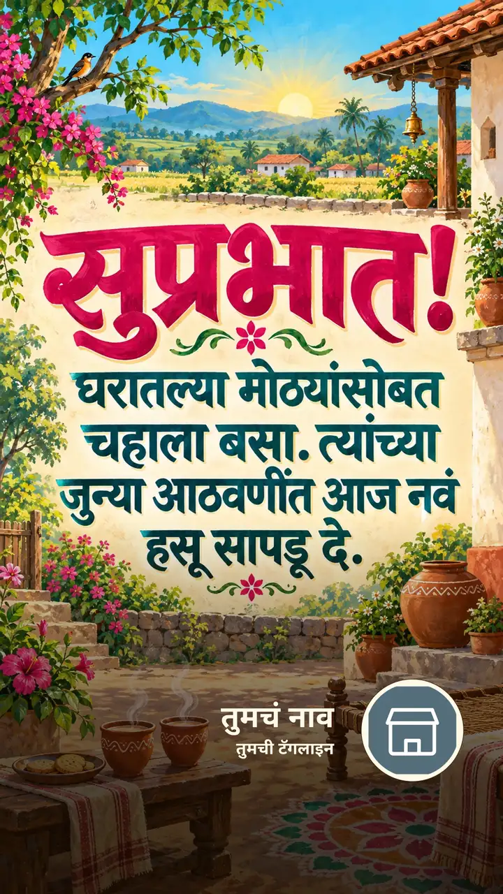 सुप्रभात! - घरातल्या मोठ्यांसोबत - Shubh Sakal Image, निसर्ग, गाव