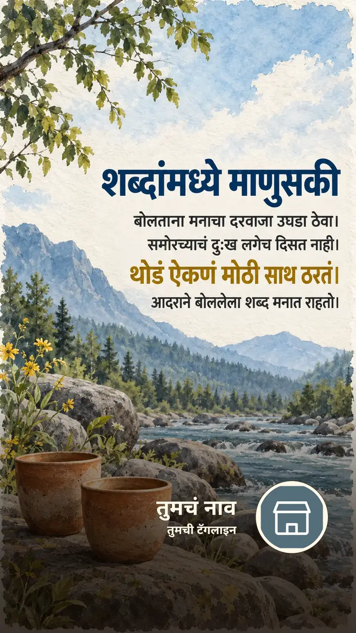 शब्दांमध्ये माणुसकी - Suvichar Image, निसर्ग, डोंगर, नदी