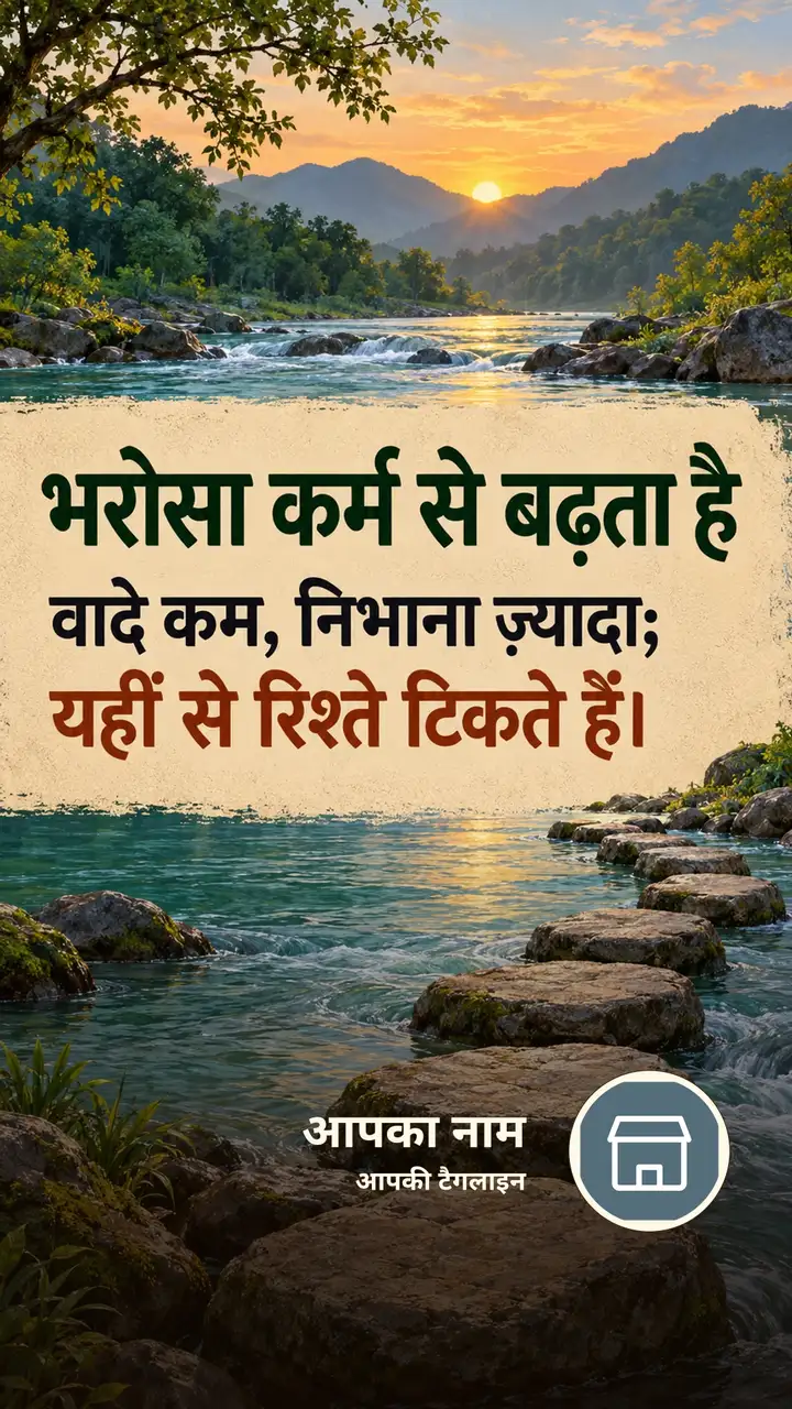 भरोसा कर्म से बढ़ता है - Suvichar Image, प्रकृति, नदी