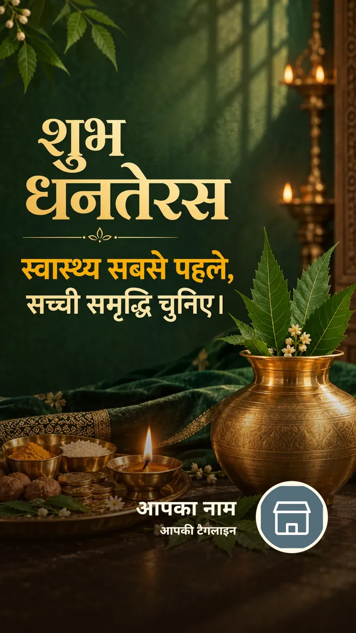 शुभ धनतेरस - स्वास्थ्य सबसे पहले, - Festival Image, कमल, प्रकृति, दीया