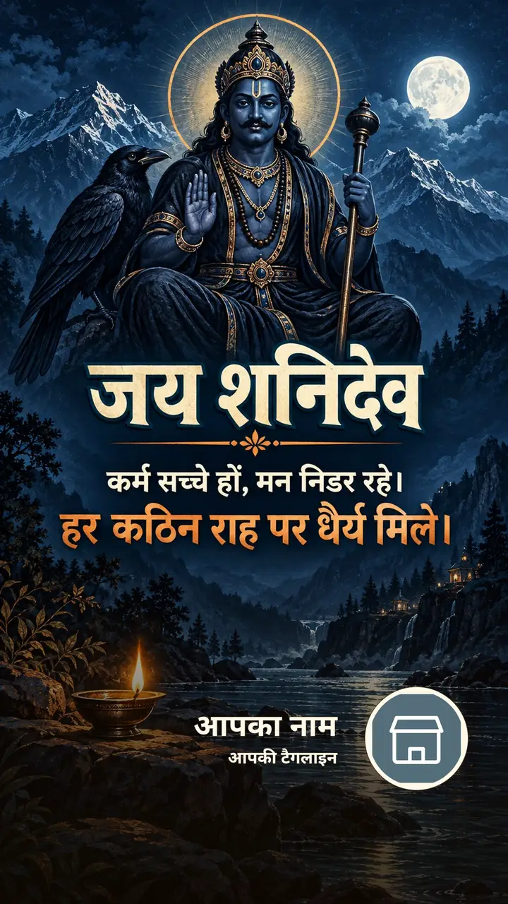 जय शनिदेव - कर्म सच्चे हों, मन निडर रहे। - Bhakti Image, पहाड़, नदी, दीया, शनि देव