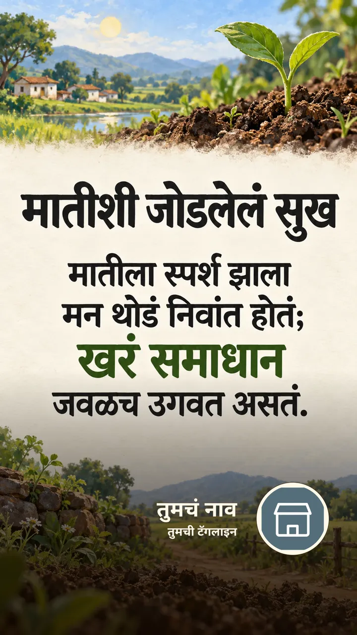 मातीशी जोडलेलं सुख - Suvichar Image, निसर्ग, गाव