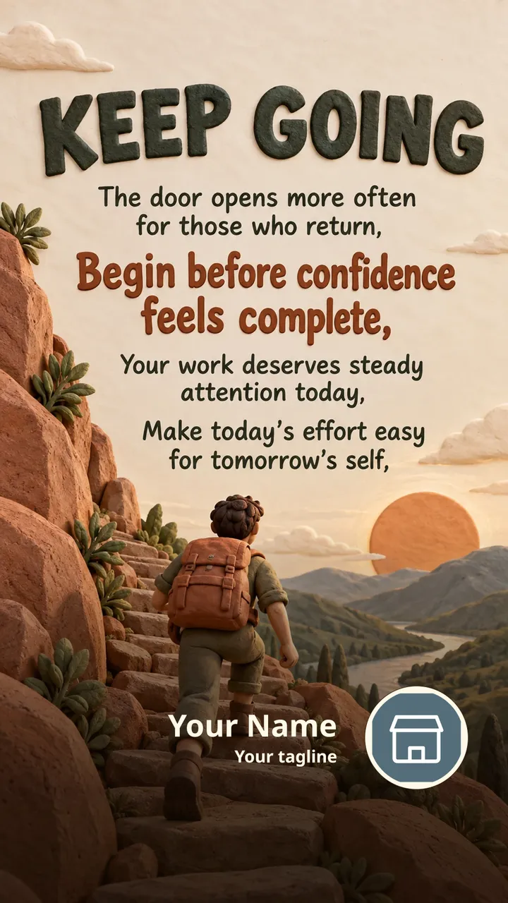 KEEP GOING - The door opens more often for those who return, - Begin - Motivational Image, Nature, Mountains