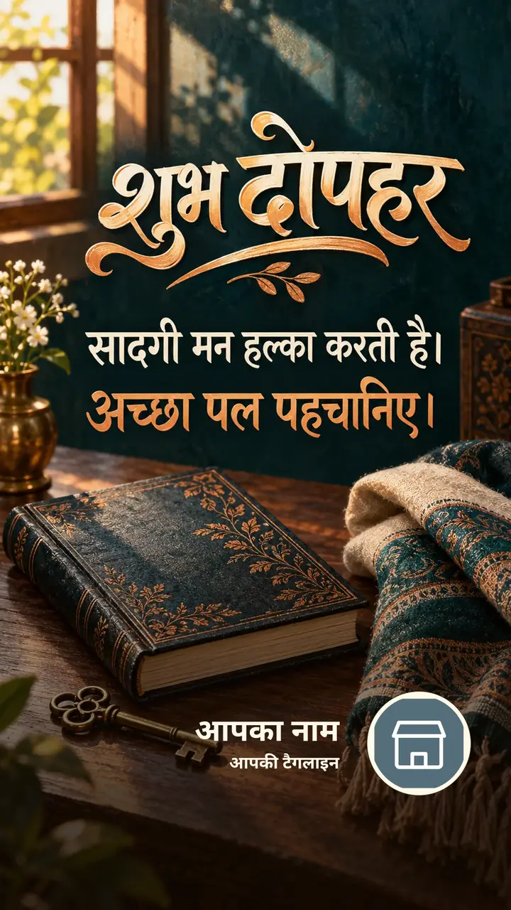 शुभ दोपहर - सादगी मन हल्का करती है। - अच्छा पल पहचानिए। - Dopahar Image