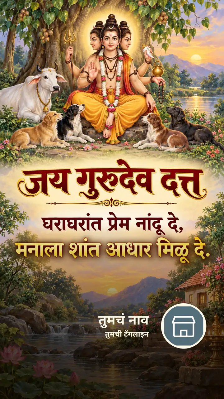 जय गुरुदेव दत्त - घराघरांत प्रेम नांदू दे, - Bhakti Image, फुलं, निसर्ग, दत्तगुरू