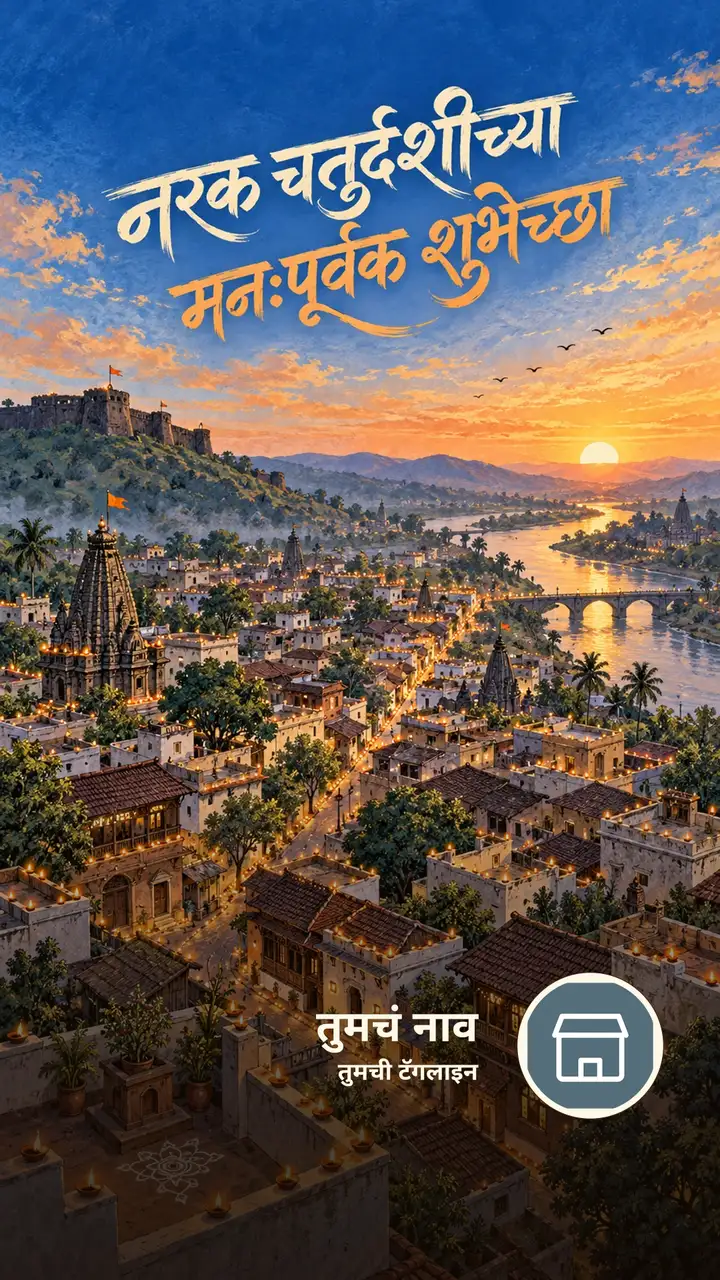 नरक चतुर्दशीच्या मनःपूर्वक शुभेच्छा - Festival Image, निसर्ग, आकाश, दिवा, गाव