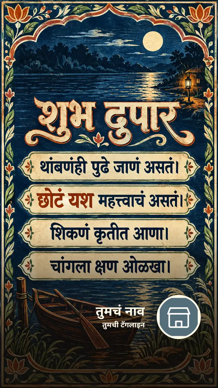 शुभ दुपार - थांबणंही पुढे जाणं असतं। - छोटं यश - Shubh Dupar Image