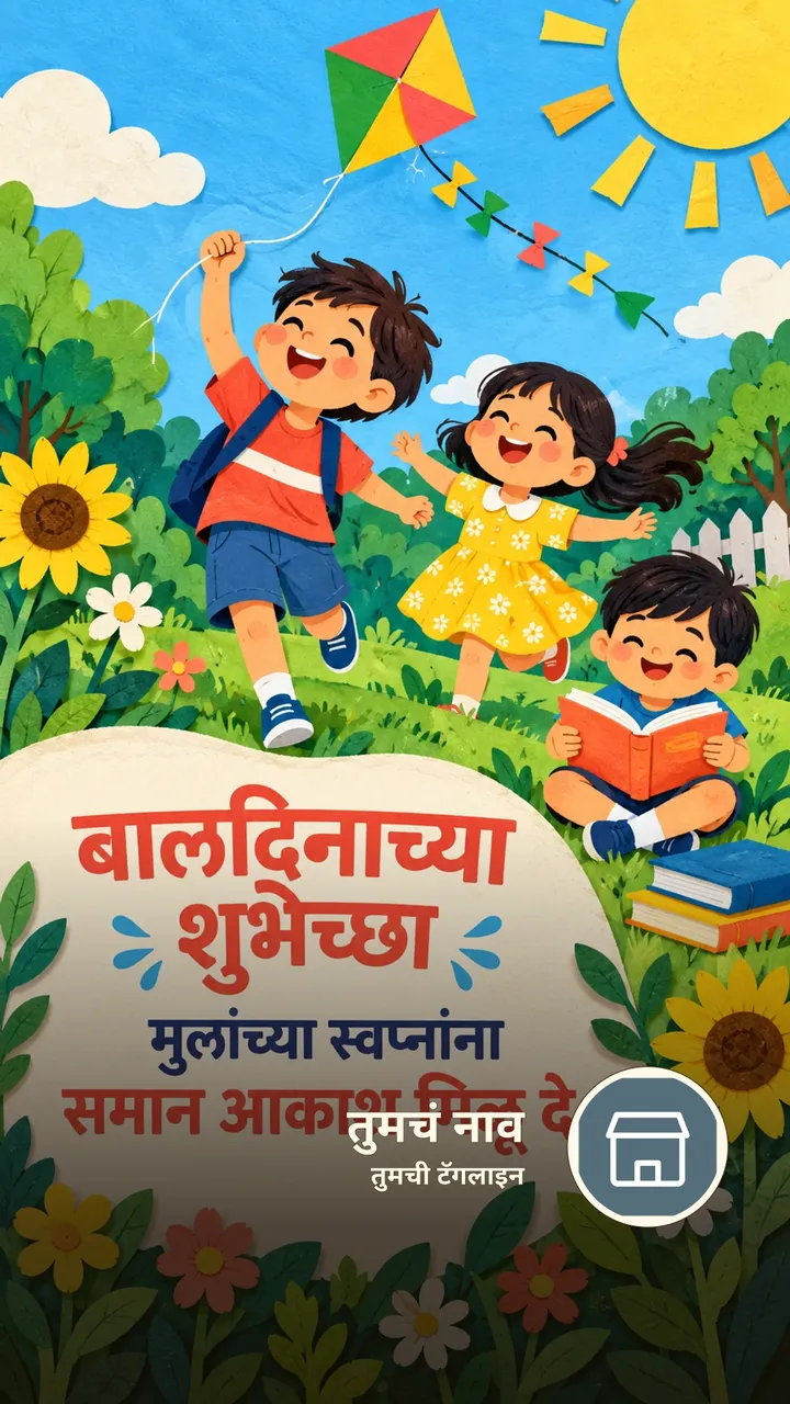 बालदिनाच्या शुभेच्छा - मुलांच्या स्वप्नांना - Festival Image, फुलं, कुटुंब, मुलं