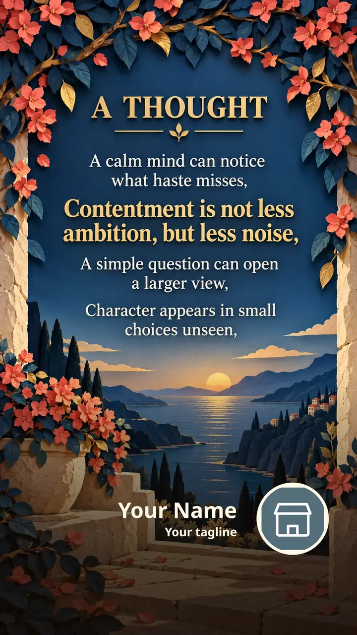 A THOUGHT - A calm mind can notice what haste misses, - Contentment - Quote Image, Lotus, Nature