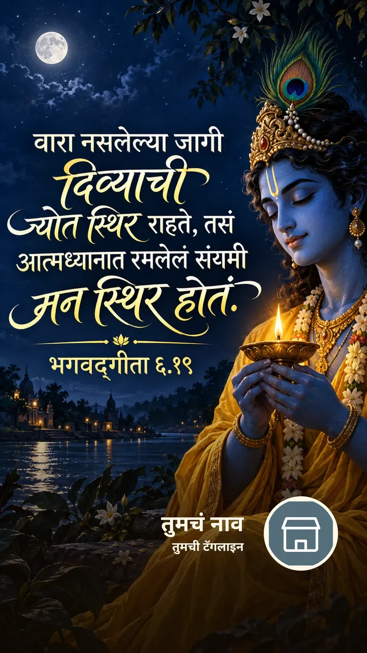 वारा नसलेल्या जागी दिव्याची ज्योत स्थिर - Bhakti Image, कृष्ण