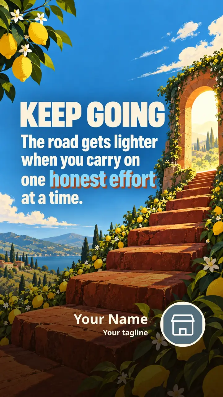 KEEP GOING - The road gets lighter - Motivational Image