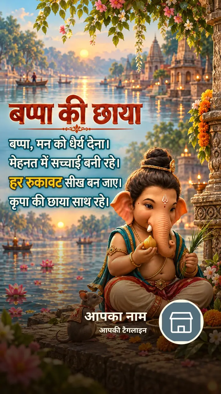 बप्पा की छाया - Bhakti Image, फूल, नदी, गणेश