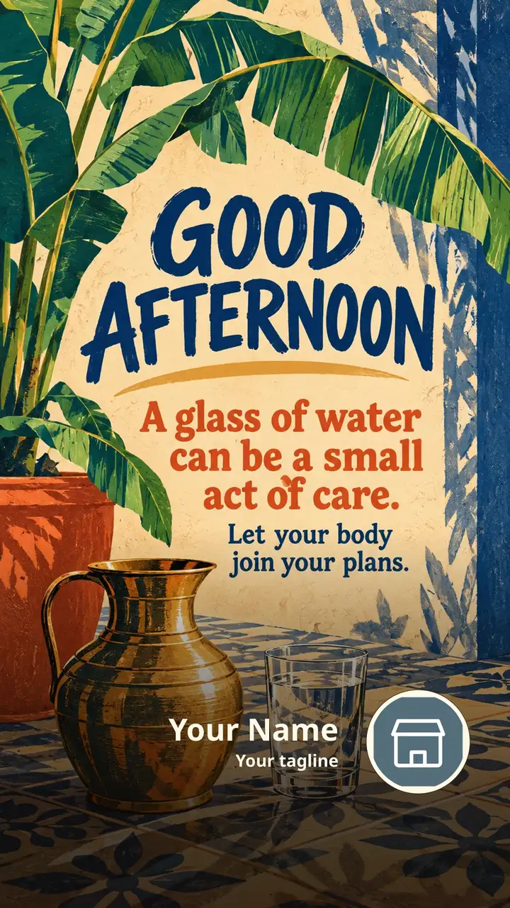 GOOD AFTERNOON - A glass of water can be a small act of care. - Afternoon Image