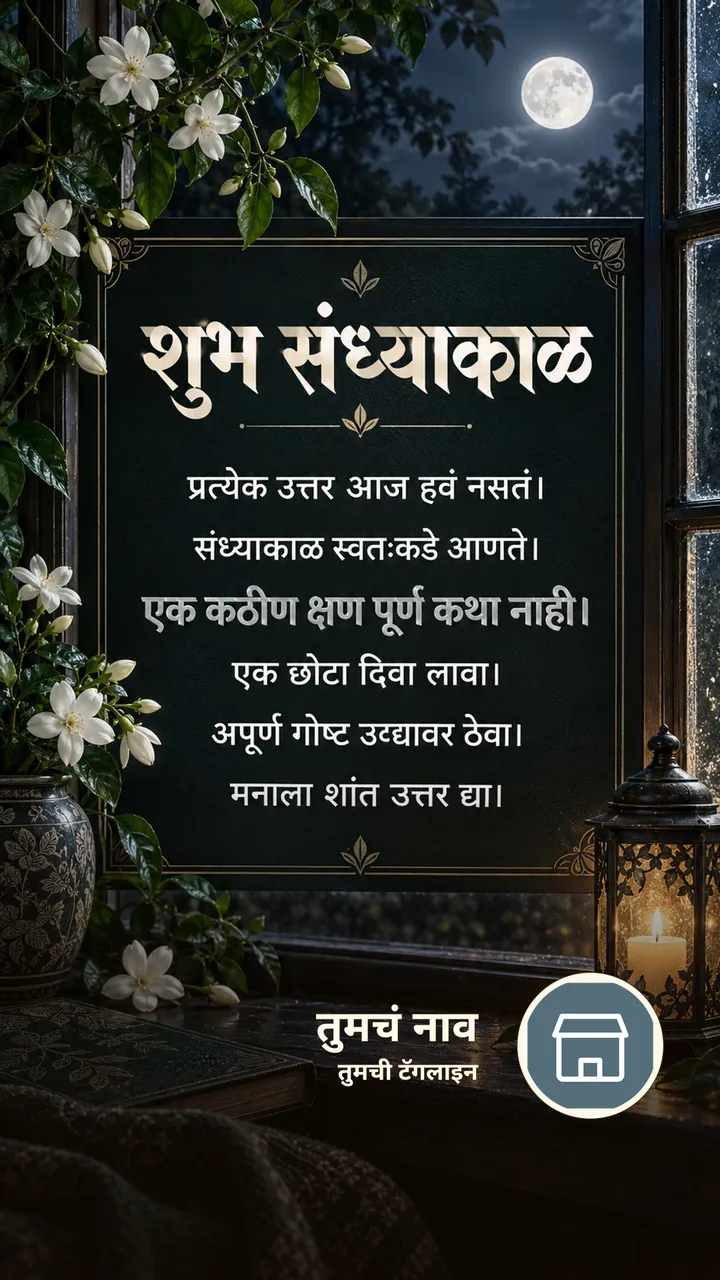 शुभ संध्याकाळ - प्रत्येक उत्तर आज हवं नसतं। - संध्याकाळ स्वतःकडे आणते। - Sandhyakal Image