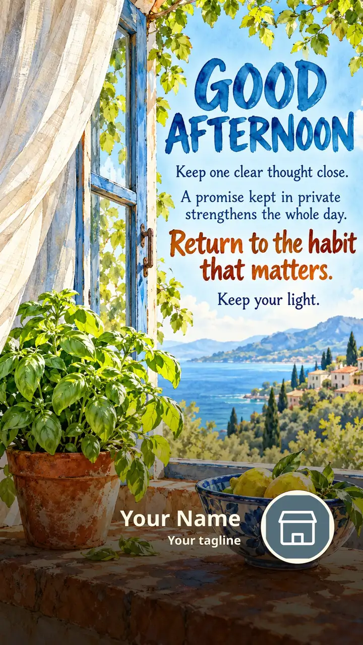GOOD AFTERNOON - Keep one clear thought close. - A promise kept in - Afternoon Image
