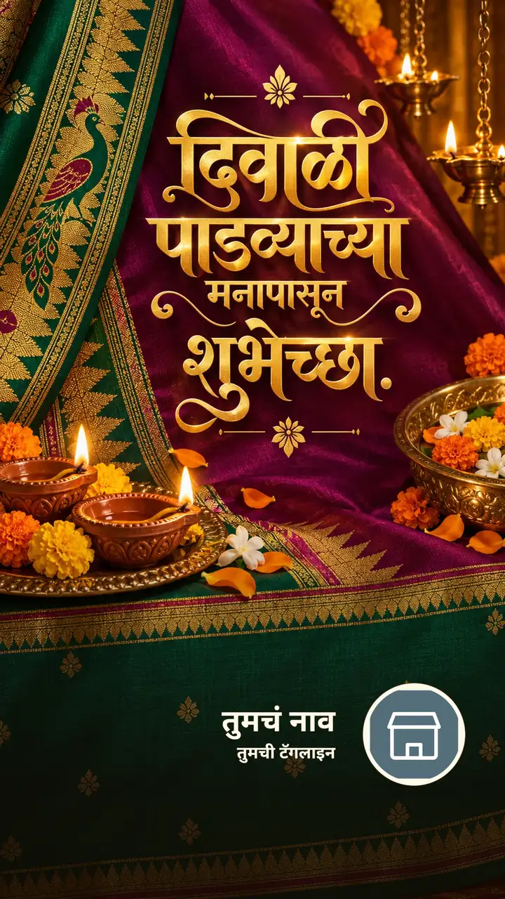 दिवाळी पाडव्याच्या मनापासून शुभेच्छा. - Festival Image, फुलं, दिवा