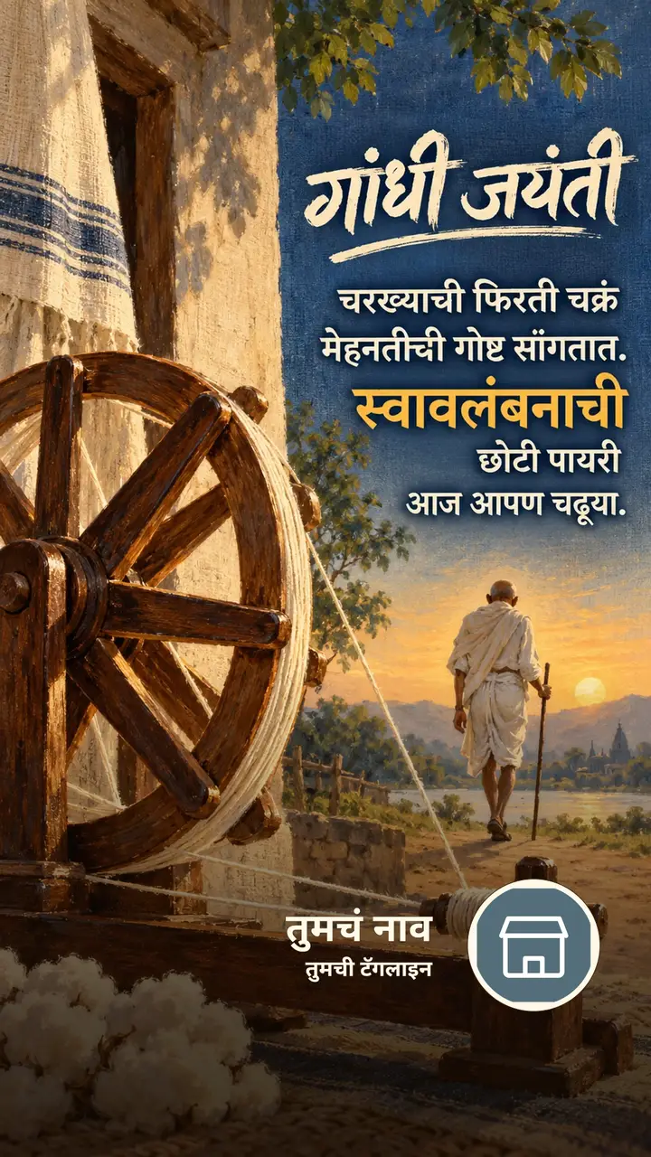 गांधी जयंती - चरख्याची फिरती चक्रं - Festival Image, निसर्ग, गाव