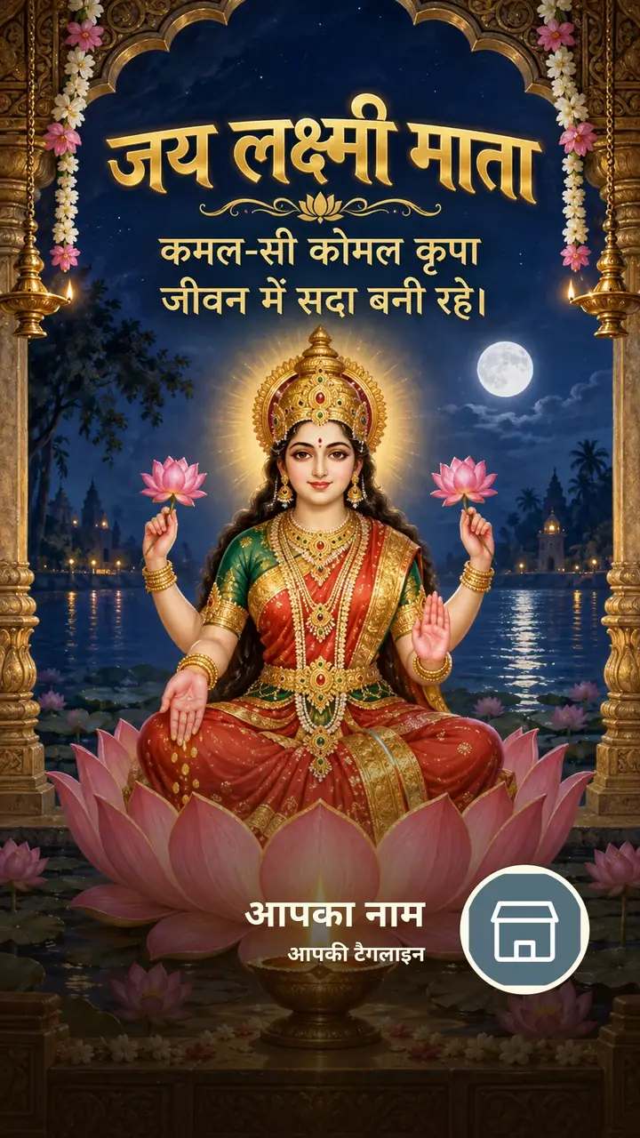 जय लक्ष्मी माता - Festival Image, कमल, दीया, लक्ष्मी