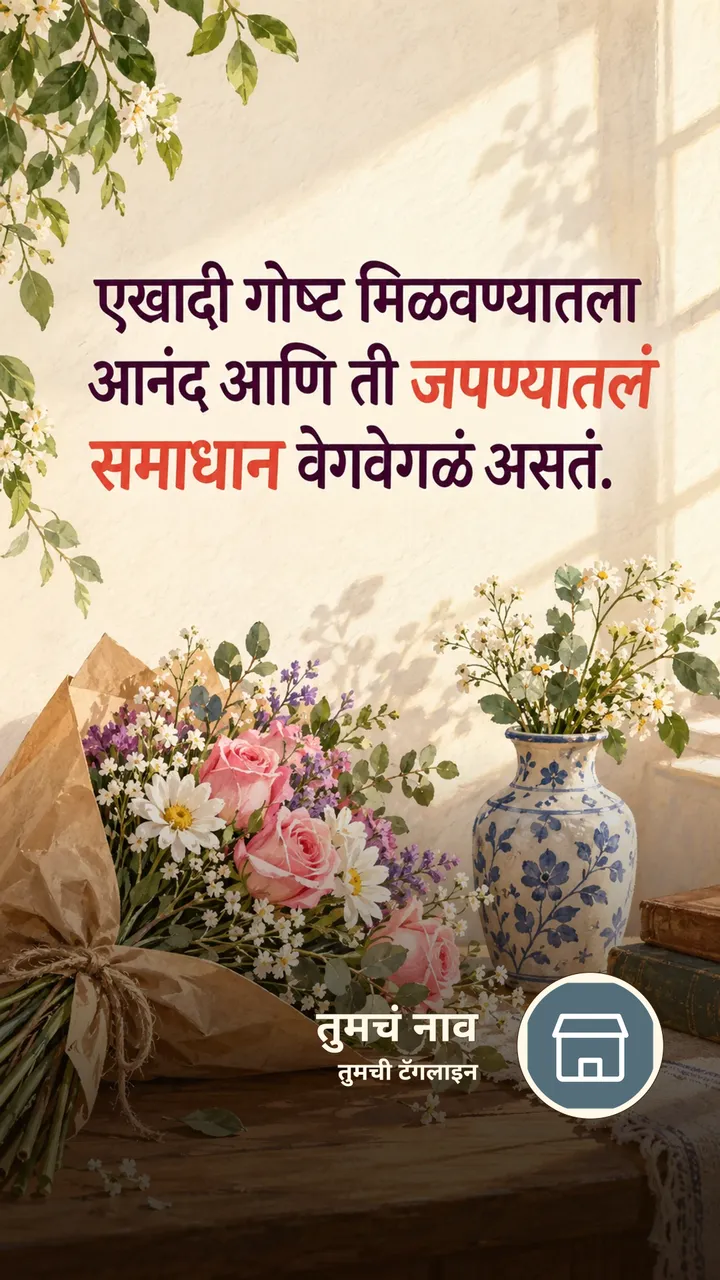 एखादी गोष्ट मिळवण्यातला - Suvichar Image, फुलं