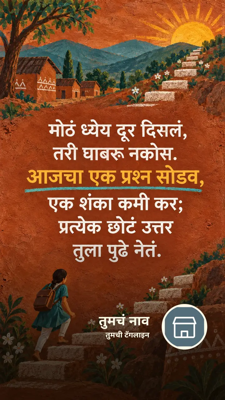 मोठं ध्येय दूर दिसलं, - Motivation Image, फुलं, निसर्ग, गाव