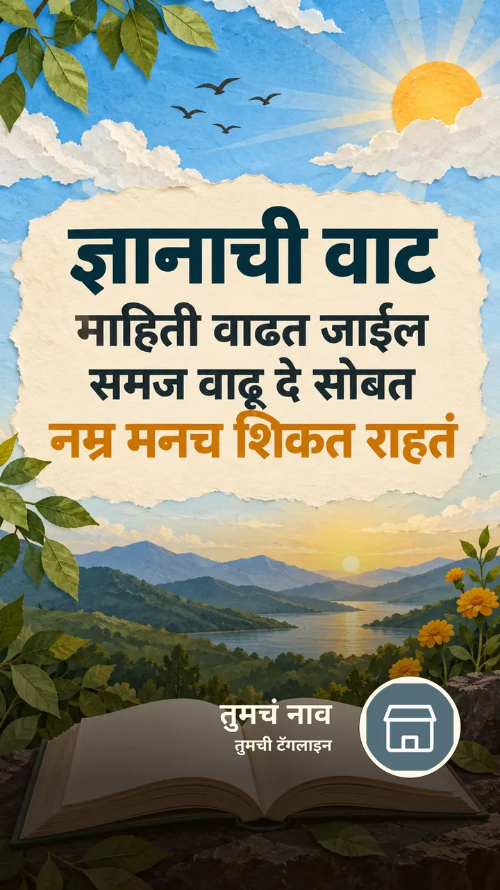 ज्ञानाची वाट - माहिती वाढत जाईल - Suvichar Image, फुलं, निसर्ग, आकाश