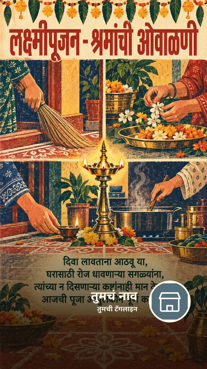 लक्ष्मीपूजन - श्रमांची ओवाळणी - Festival Image, फुलं, निसर्ग, दिवा, कुटुंब