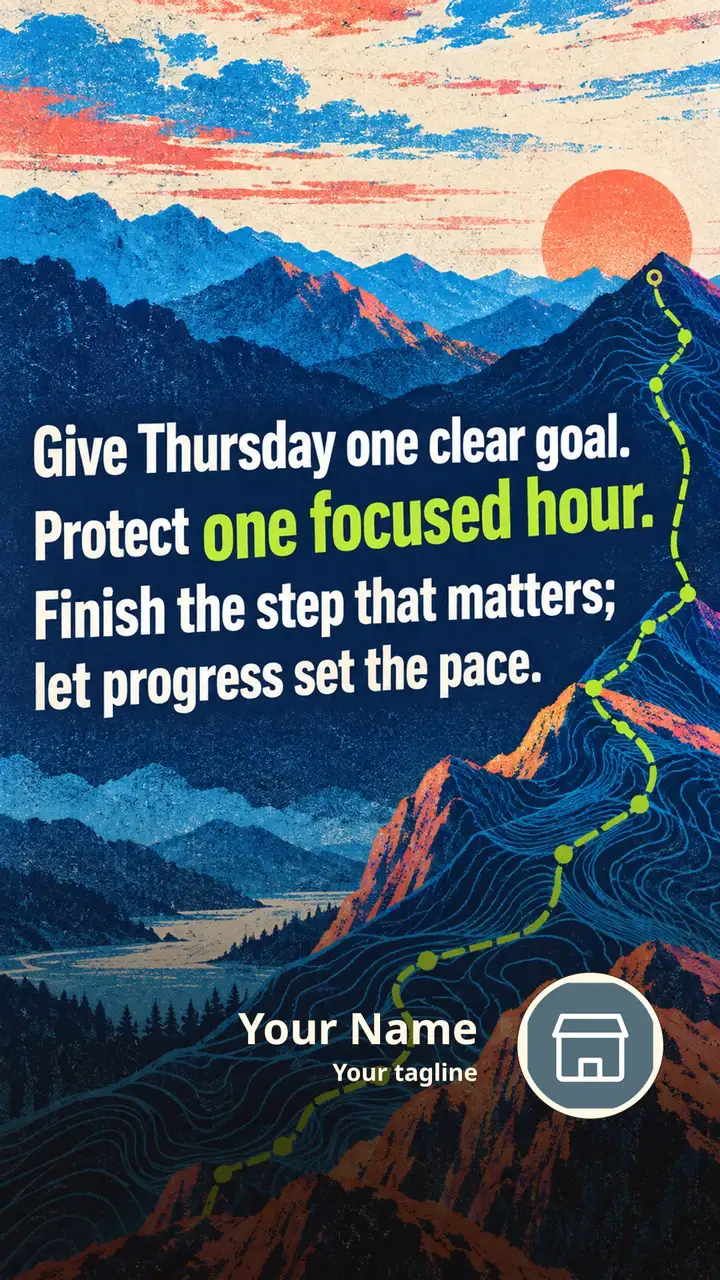 Give Thursday one clear goal. - Motivational Image, Nature, Mountains