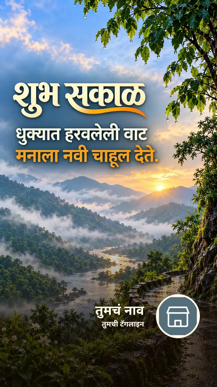 शुभ सकाळ - धुक्यात हरवलेली वाट - Shubh Sakal Image, डोंगर, नदी, पाऊस