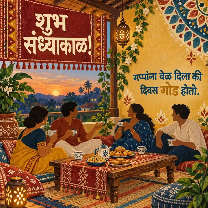 शुभ संध्याकाळ! - गप्पांना वेळ दिला की - Sandhyakal Image, गाव, मित्र
