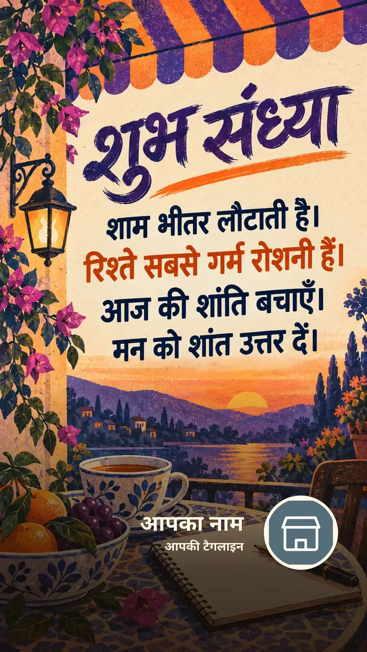 शुभ संध्या - शाम भीतर लौटाती है। - रिश्ते सबसे गर्म - Sandhya Image