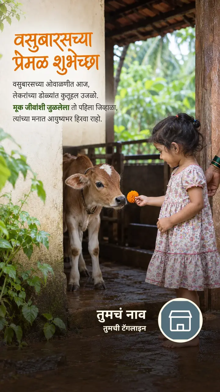 वसुबारसच्या प्रेमळ शुभेच्छा - वसुबारसच्या ओवाळणीत आज, - Festival Image, फुलं, मुलं