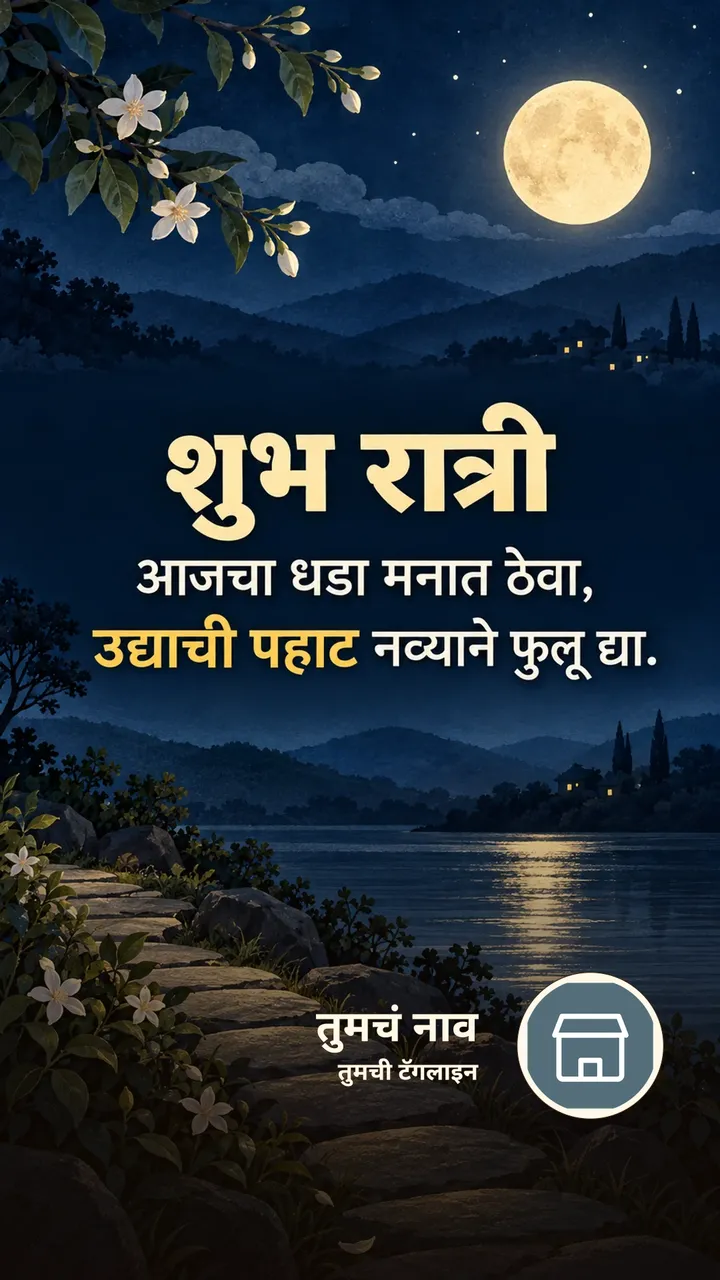 शुभ रात्री - आजचा धडा मनात ठेवा, - Shubh Ratri Image, फुलं, निसर्ग, चंद्र, चांदण्या