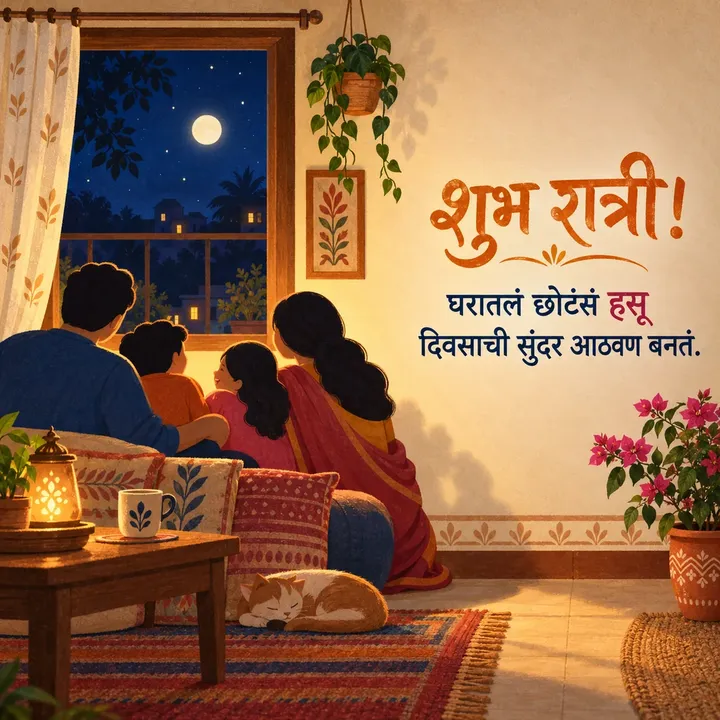 शुभ रात्री! - घरातलं छोटंसं हसू - Shubh Ratri Image, फुलं, मेणबत्ती, कुटुंब