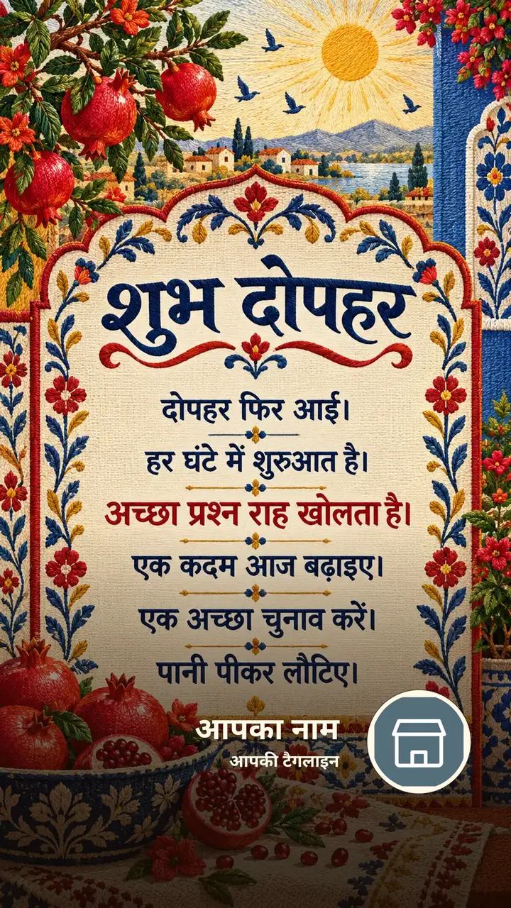 शुभ दोपहर - दोपहर फिर आई। - हर घंटे में शुरुआत है। - Dopahar Image