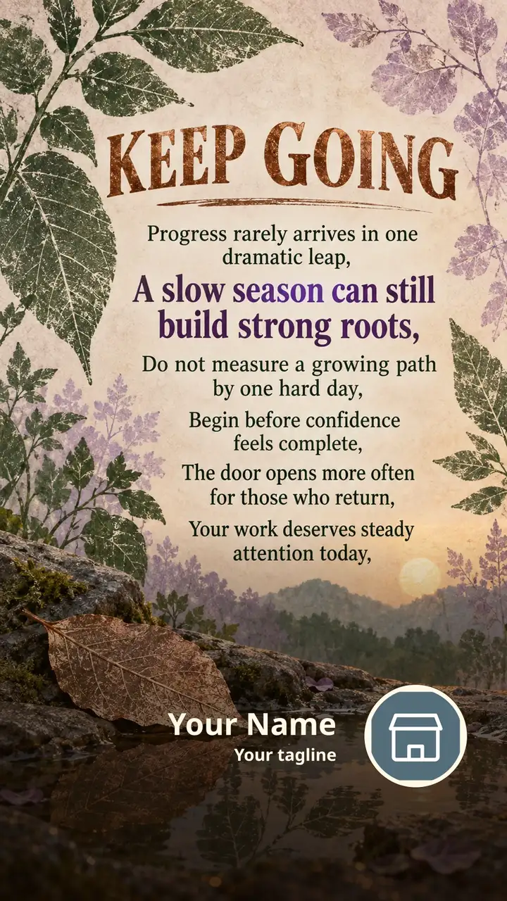 KEEP GOING - Progress rarely arrives in one dramatic leap, - A slow - Motivational Image, Nature, Mountains