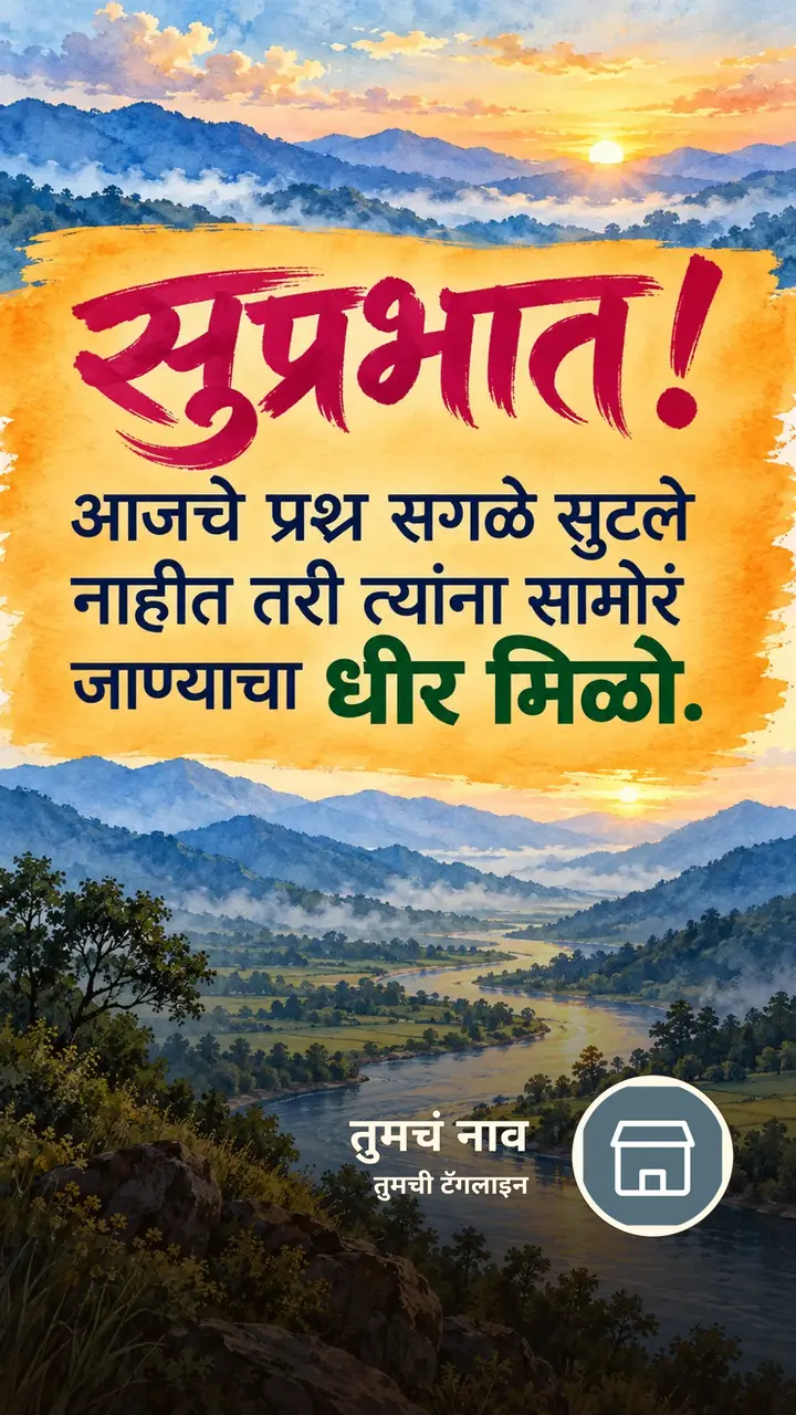 सुप्रभात! - आजचे प्रश्न सगळे सुटले - Shubh Sakal Image, डोंगर, नदी, आकाश
