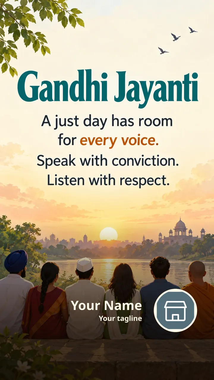 Gandhi Jayanti - A just day has room - Festival Image, Family, Friends