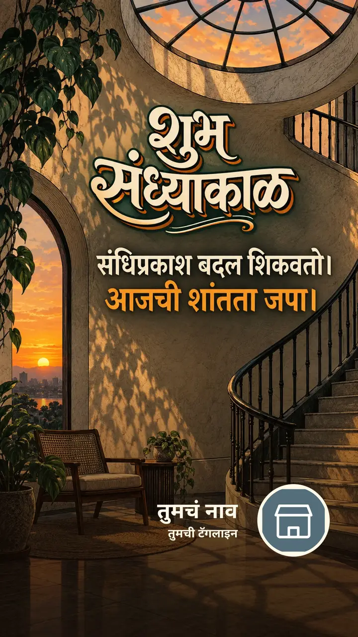 शुभ संध्याकाळ - संधिप्रकाश बदल शिकवतो। - आजची शांतता जपा। - Sandhyakal Image