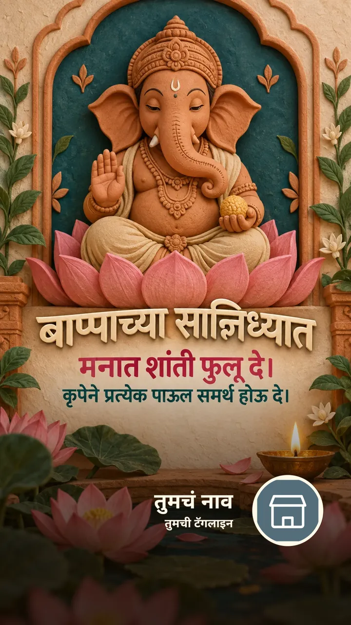 बाप्पाच्या सान्निध्यात - Bhakti Image, फुलं, कमळ, दिवा, गणपती
