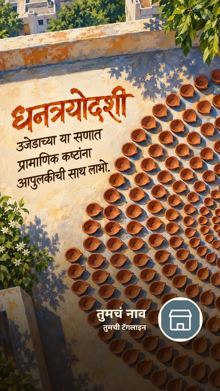 धनत्रयोदशी - उजेडाच्या या सणात - प्रामाणिक कष्टांना - Festival Image, फुलं, दिवा